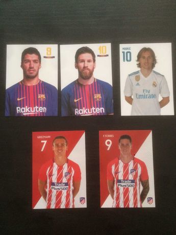 Futebol - 5 Postais Oficiais - Messi,Suarez,Modric,Griezmmann e Torres