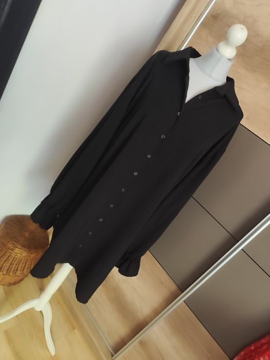 Czarna sukienka koszulowa/ koszula r.48