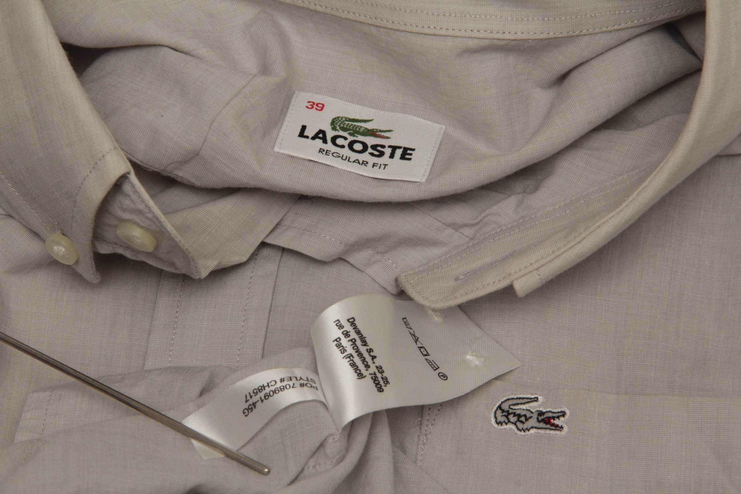 Lacoste 39 L рубашка из легчайшего хлопка короткий рукав свежие колл