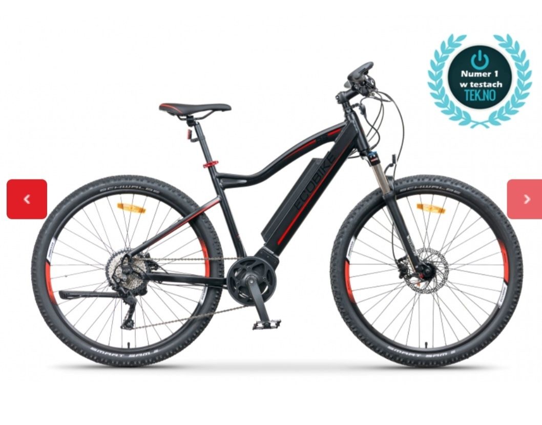 Rower elektryczny Ecobike RS 19" z bagażnikiem, silnik centralny