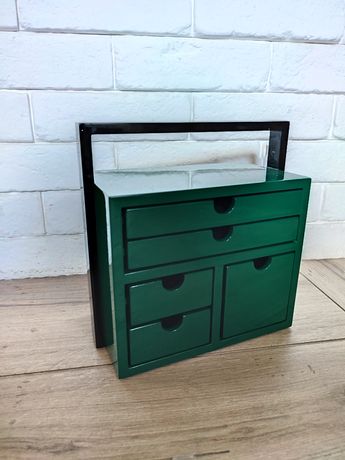 a'miou home Pudełko z szufladkami zielone lakierowane