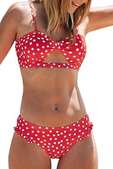 CUPSHE damski strój kąpielowy BIKINI CZERWONE Polka Dot rozm. M