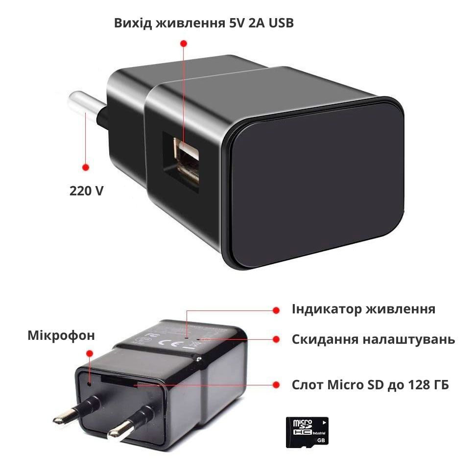 Прихована камера Зарядка. WIFI usb. Скрытая мини камера. online