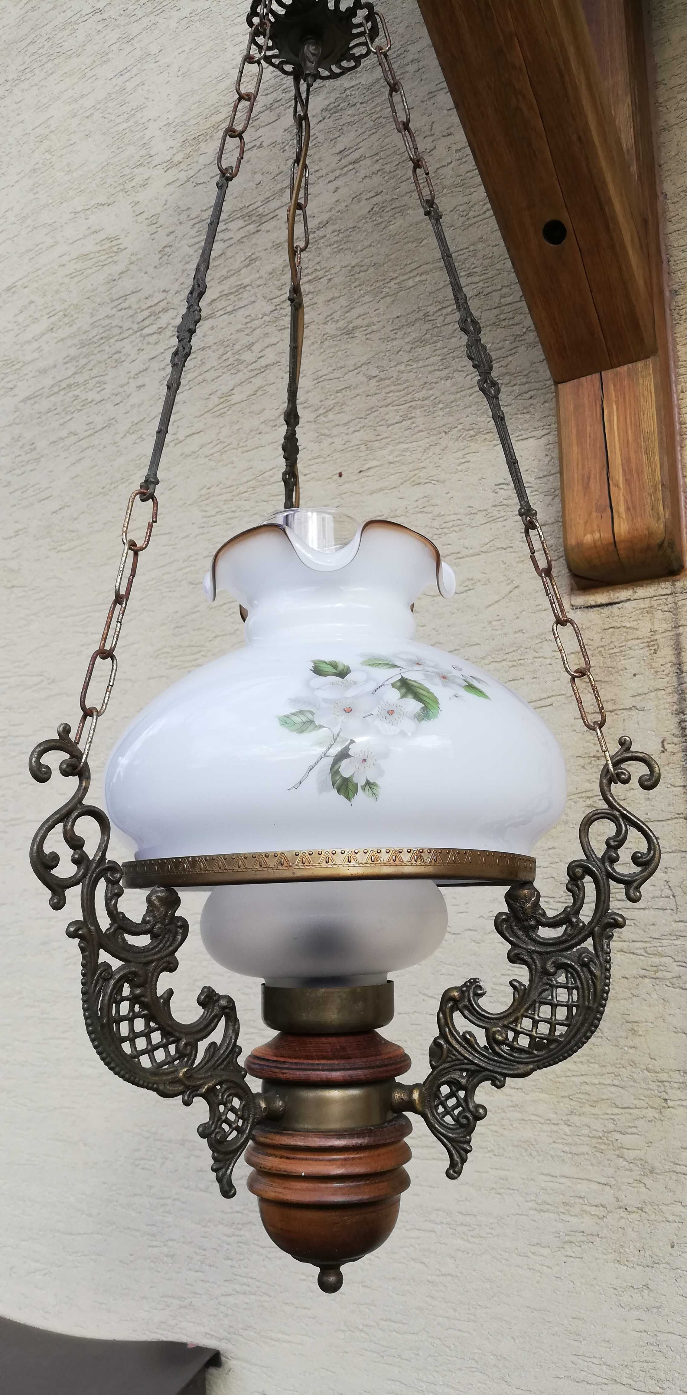 lampa wisząca naftowa stylowa holenderska Aladyn szklana