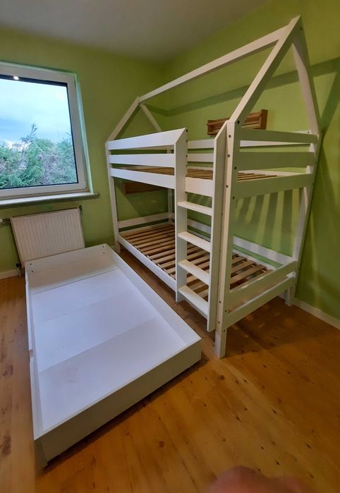 Łóżko piętrowe dla dzieci domek PAWEŁ i GAWEŁ z szufladą Agata