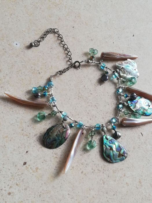 Серебряный браслет.черн жемчуг.перламутр.