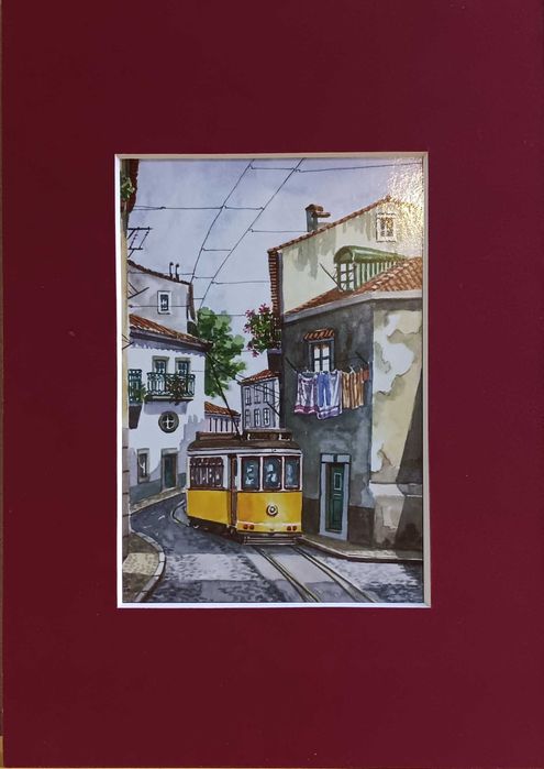 2 litografias de aguarelas de Artur Neto - "Alfama"