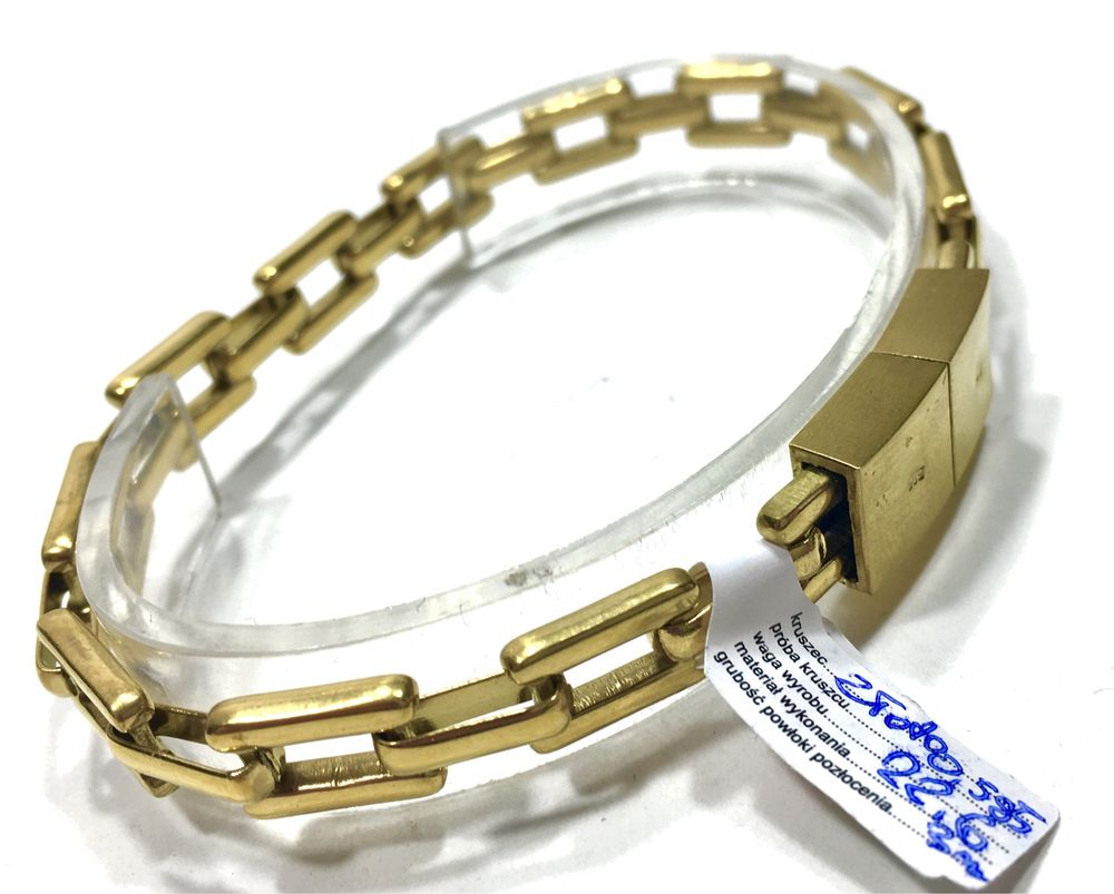 Złota, męska bransoleta Karl Lagerfeld•bita próba 585•pozłacana 14K