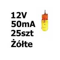 Żarówka miniaturowa żółta 3x7mm 12V 50mA 25szt