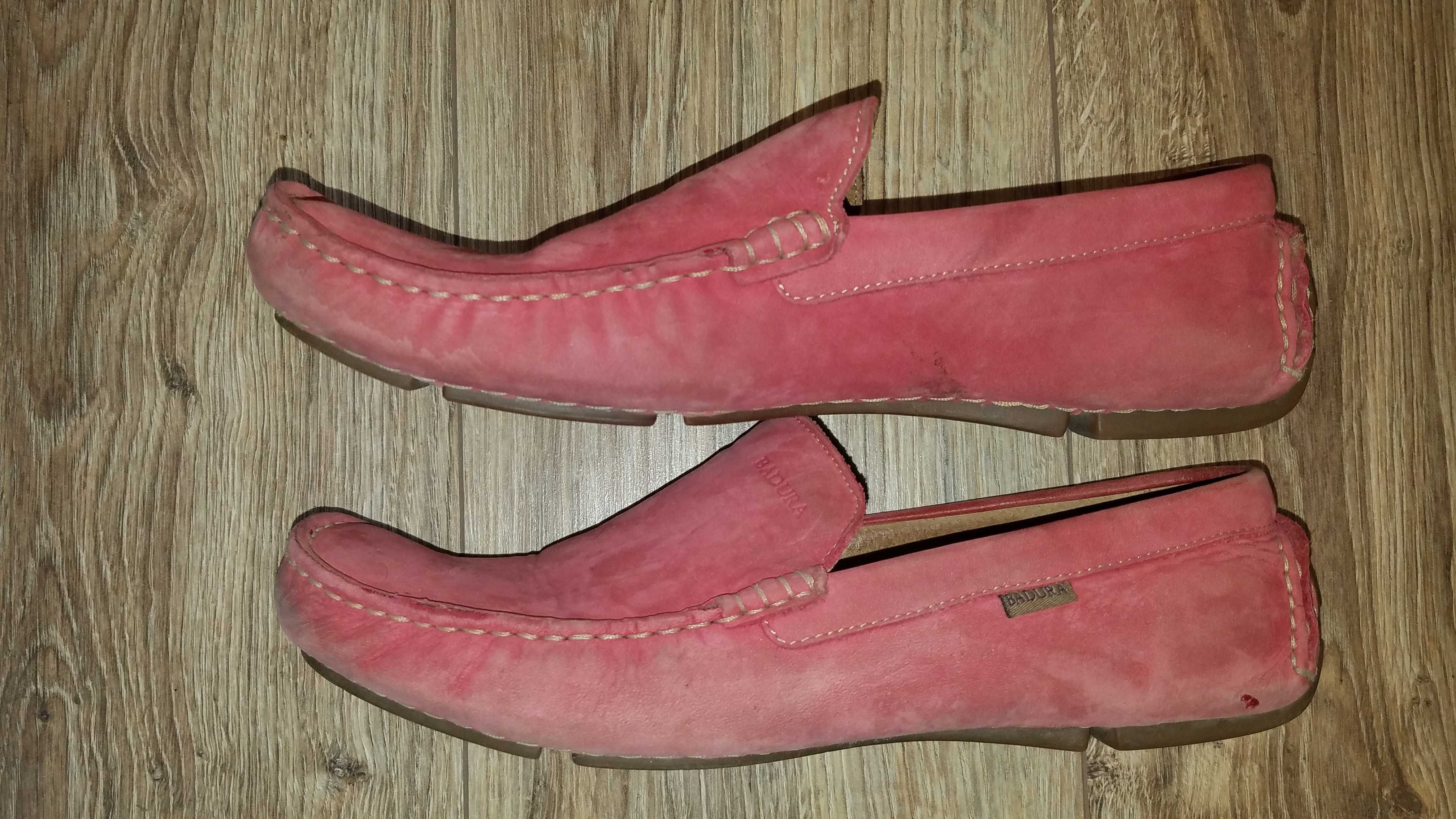 Buty BADURA EUR42 27cm Skóra* mokasyny czerwone skórzane