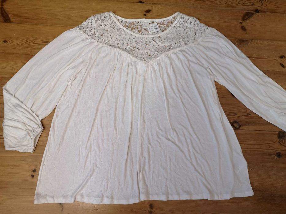 Fajna biała nowa z metką bluzka ciążowa koronka koronkowa L XL