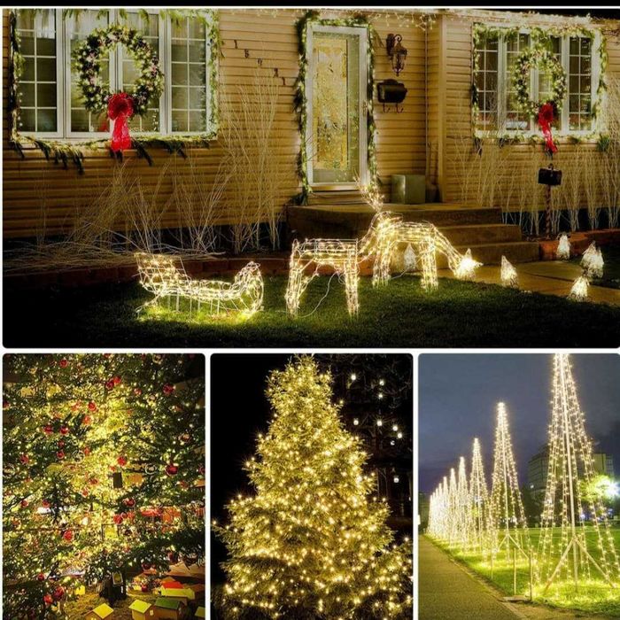 SOLARNE lampki ogrodowe girlanda 22 metry 200 LED zimne białe drucik