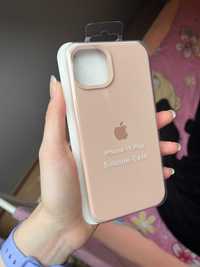 Case iPhone 15 plus etui silikonowe nowe logo apple sand pink