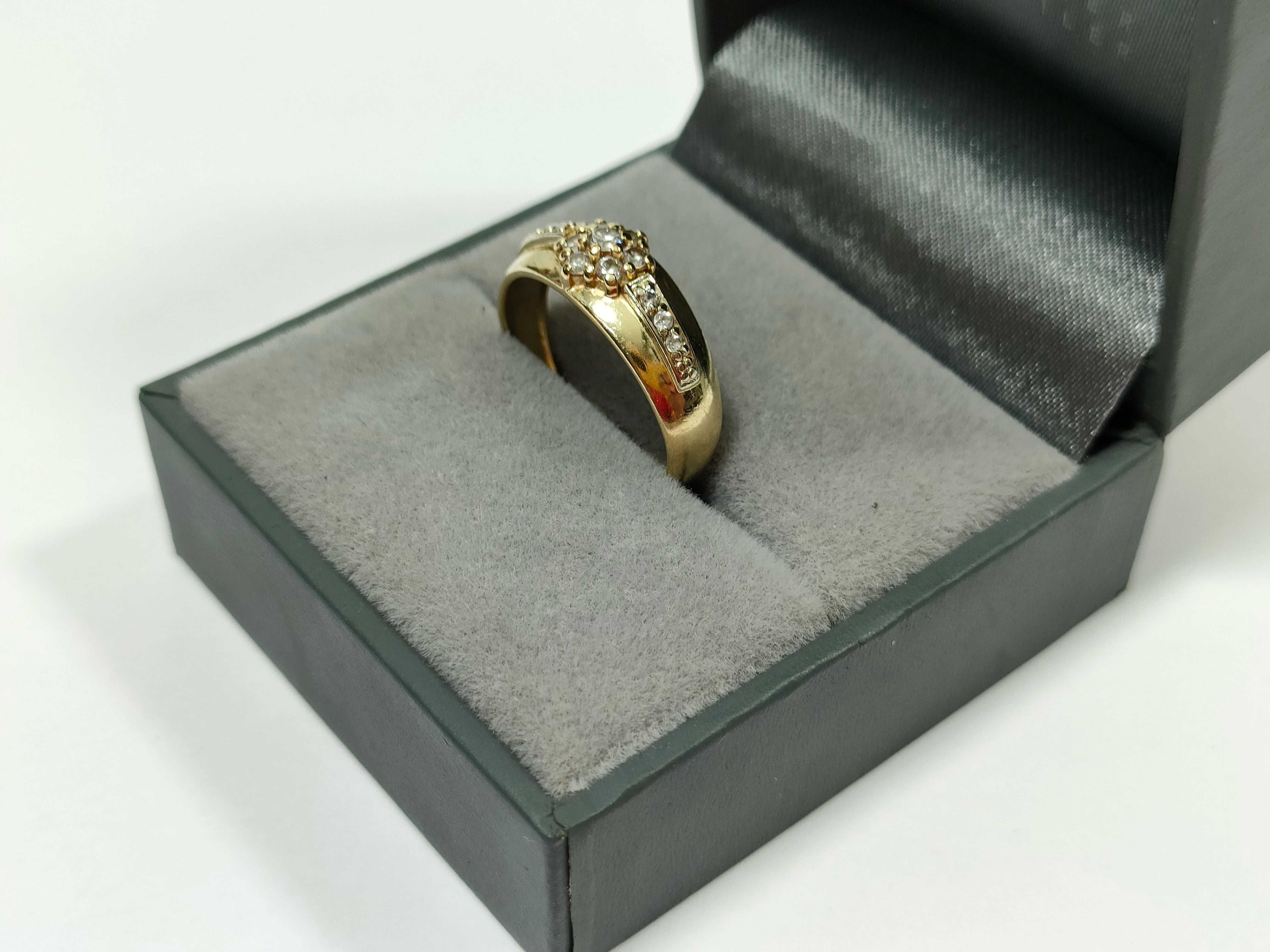 złoty pierścionek DAMSKI CYRKONIE P585 2,78G R12