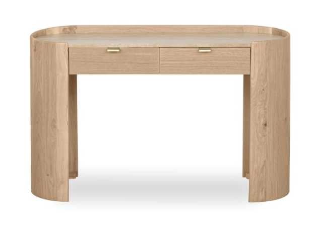 ZZ1981 Biurko/konsola z szufladami Furlo, dąb naturalny, złote uchwyty