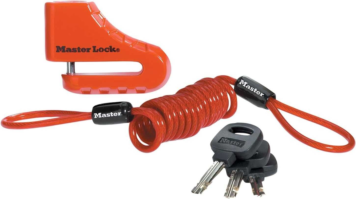 Blokada Koła Motocykla Zamek na klucz Master Lock 8303EURDPS Czerwony