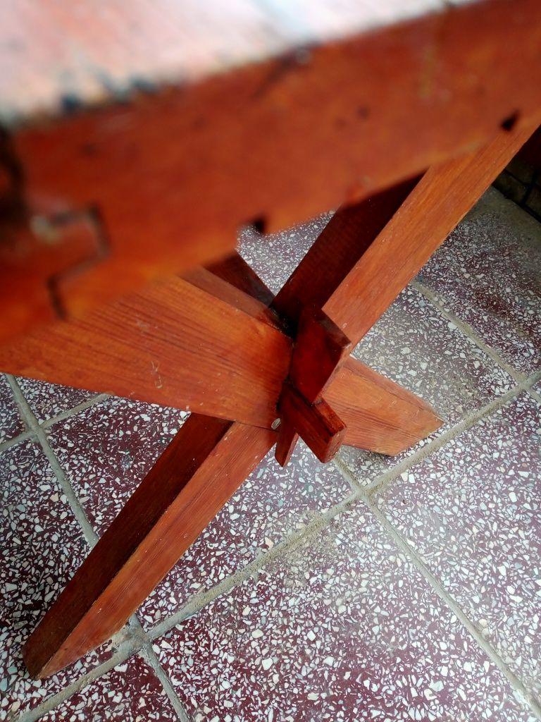 Stół drewniany ręcznie składany i 2lawki