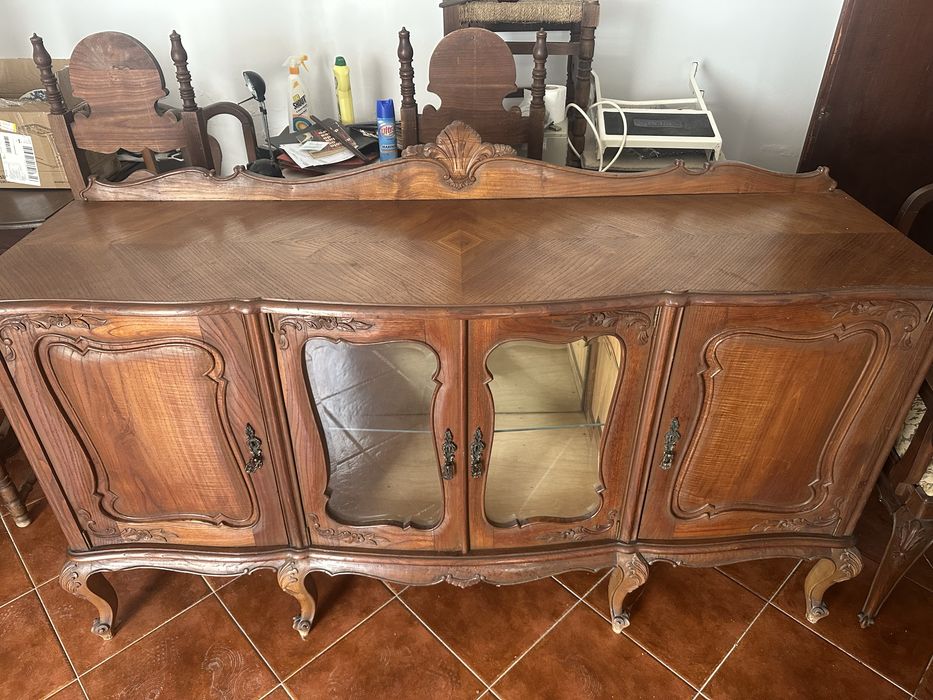 conjunto antigo em madeira maciça