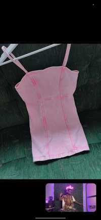 Sukienka barbie pink róż jeans m l xl