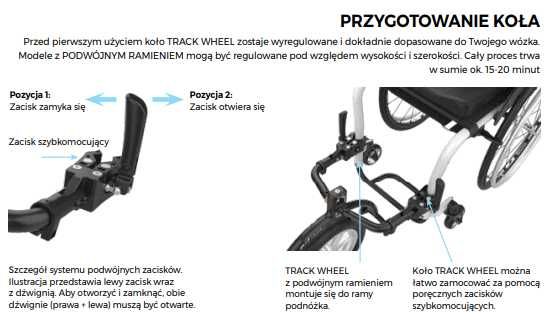 Przystawka ręczna do wózka inwalidzkiego Track wheel Aluminium, PCPR!