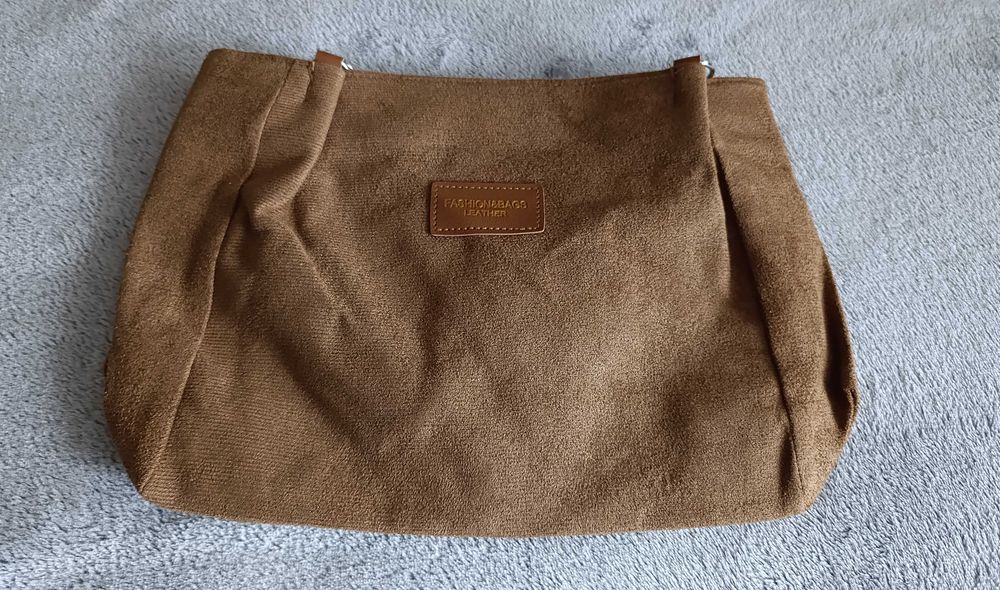 Nowa damska stylowa torebka z materiału z zamszu/ torba worek brązowa
