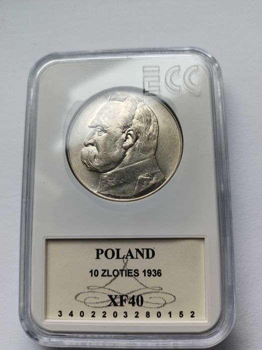 10 zł 1936 rok Piłsudski grading  XF 40 Srebro