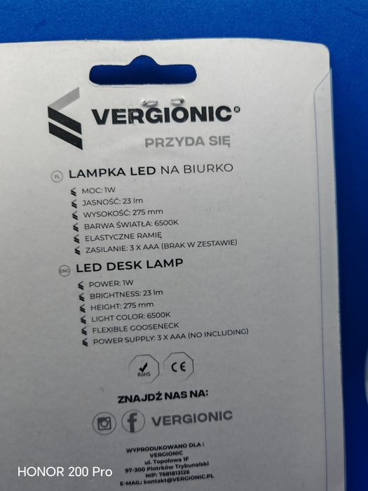 Lampka LED. Biurko