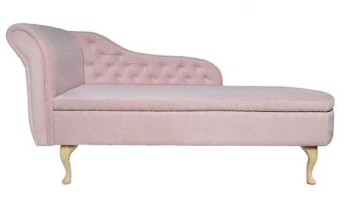 Szezlong leżanka kanapa różowa pudrowy róż pikowana
