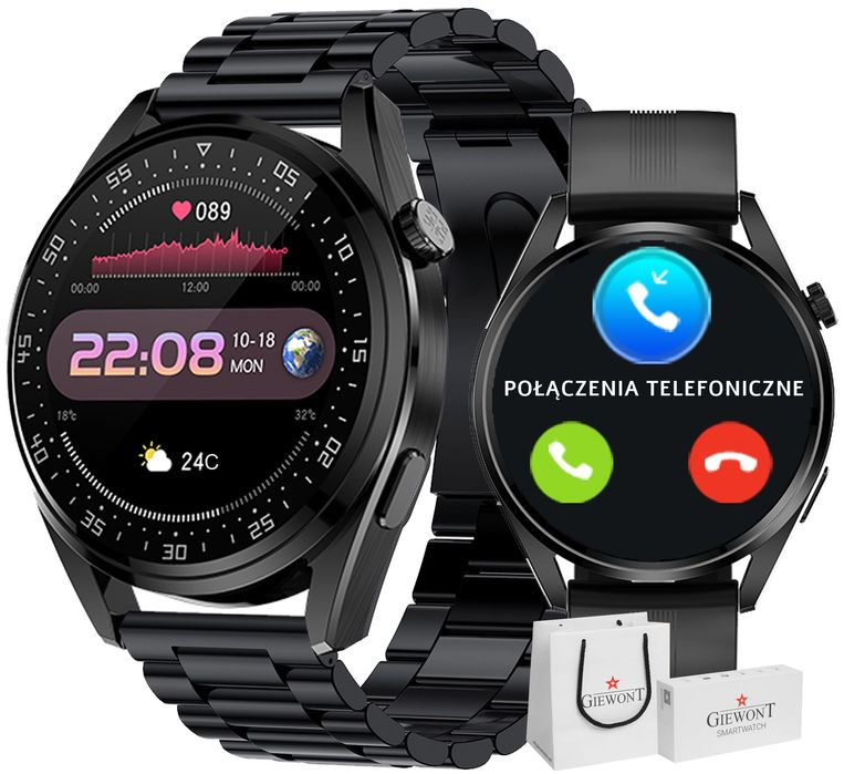 smartwatch giewont vertex smartcall gw450-1 carbon/carbon silikon
