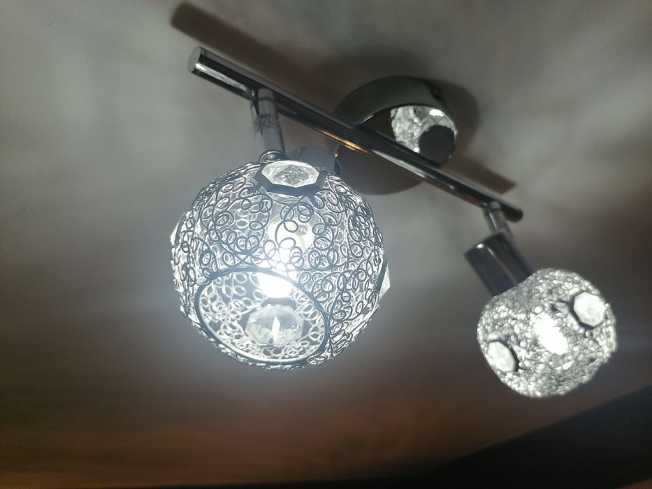 Komplet oświetlenia łazienkowego srebrne kryształki