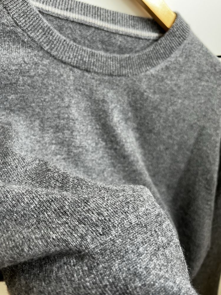 100% kaszmir kaszmirowy sweter unisex L szary