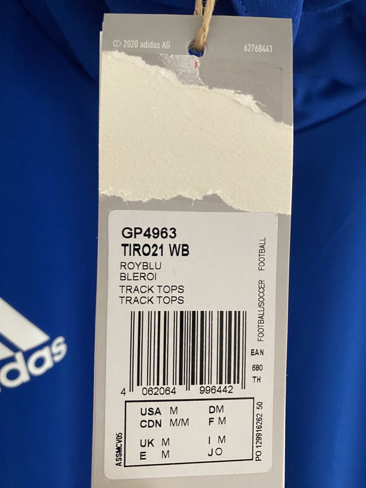 Casaco impermeável Adidas Tiro 21 Azul (M) NOVO