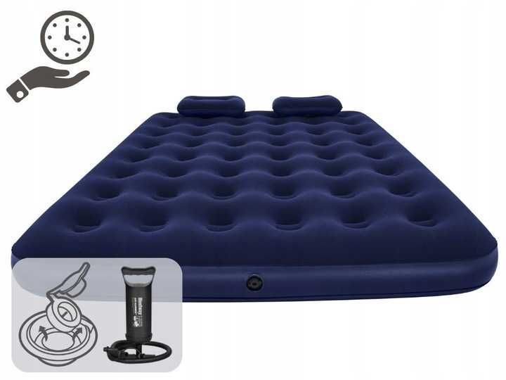 Bestway Łóżko Dmuchane Materac 2 Osobowy z Poduszkami i Pompką NOWY