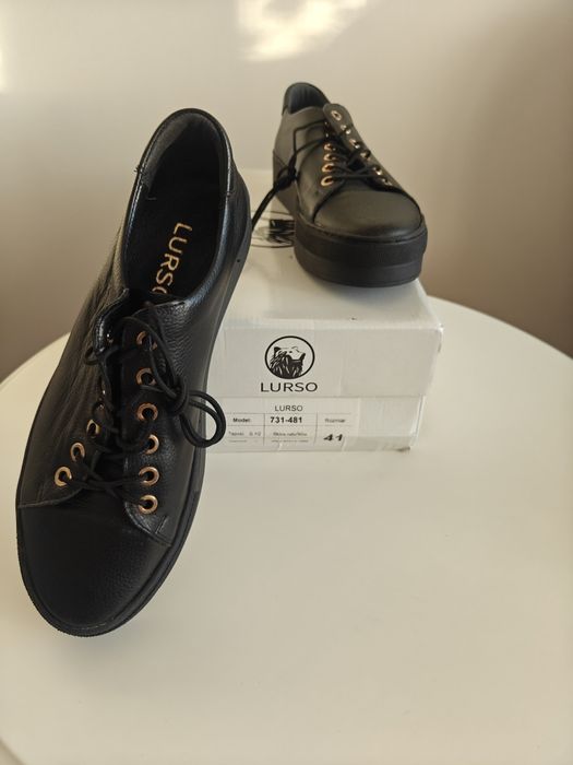 Skórzane czarne damskie trampki Lurso 41 nowe