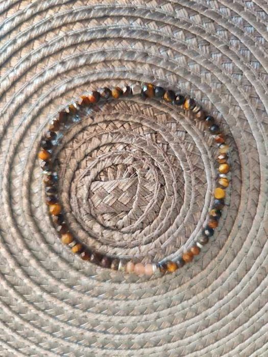 Brązowa bransoletka kamienie naturalne 16cm