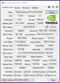 nVidia GeForce RTX 2070 super - 8GB