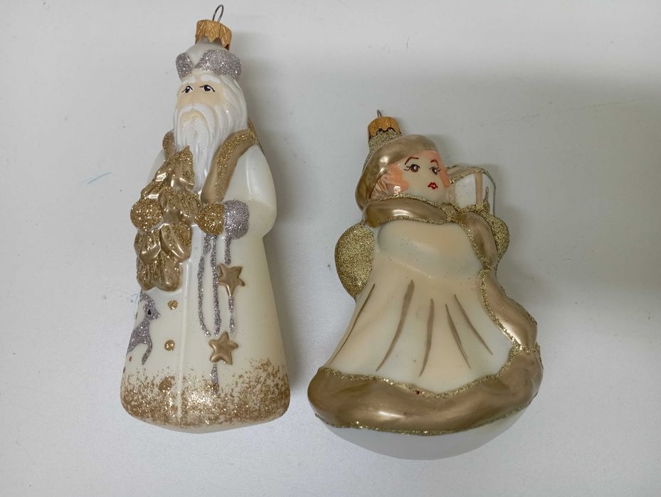 Ёлочная игрушка.Снегурочка и Дед Мороз. Стекло