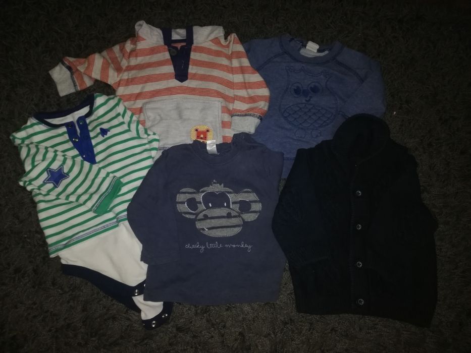 Paczka ubrań dla chłopaka 68-74 spodnie ogrodniczki koszule