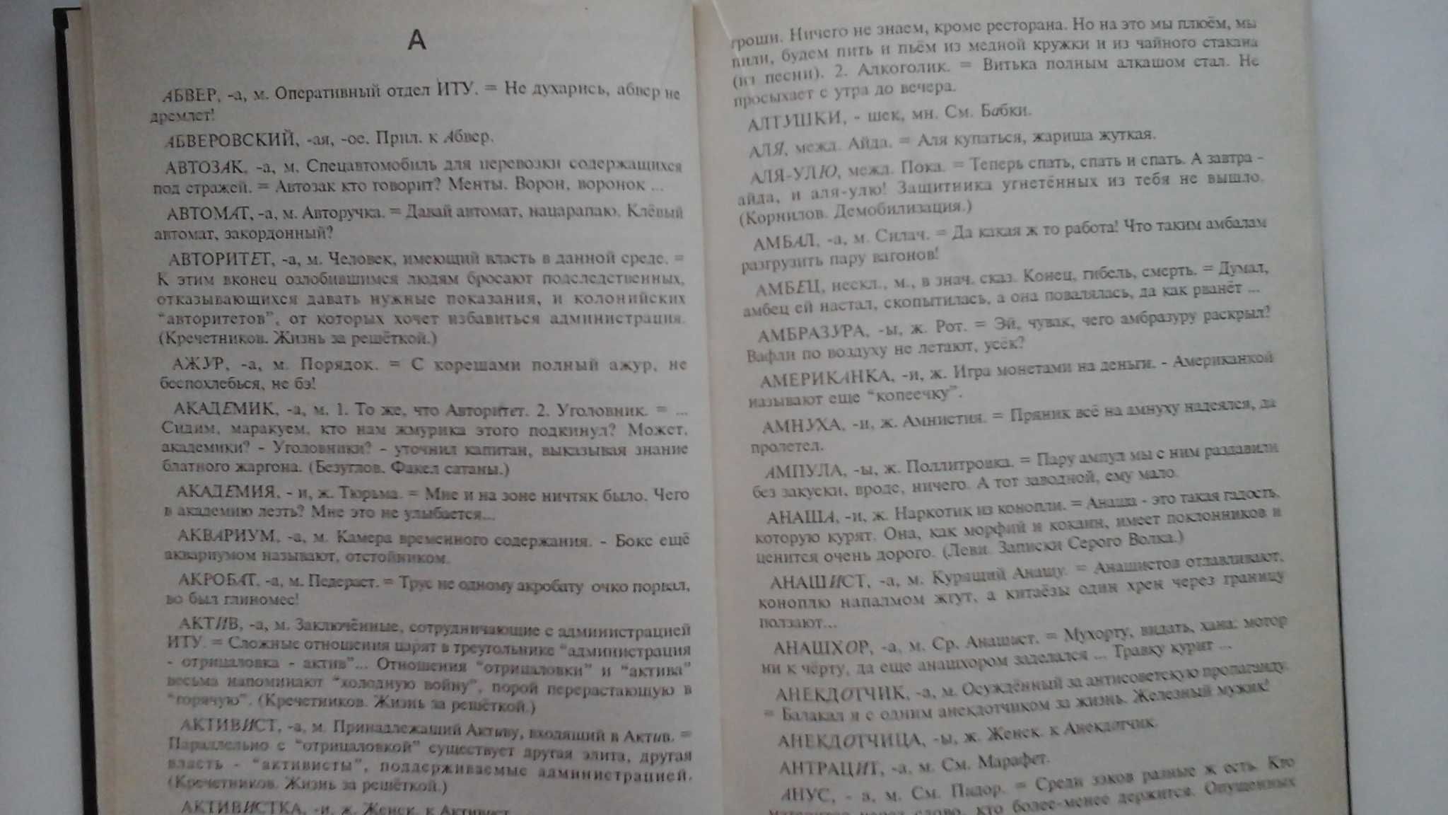 Словарь уголовного блатного тюремного жаргона