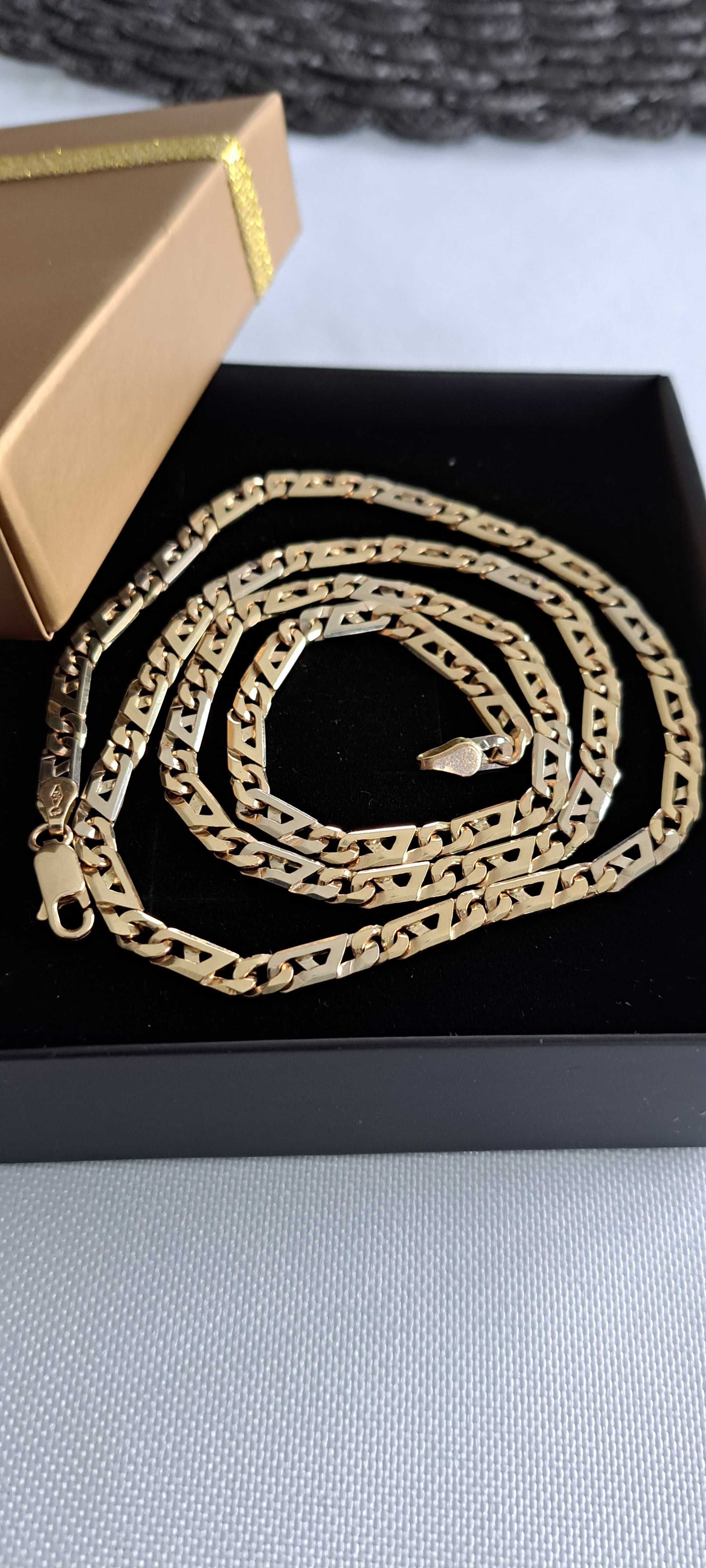 Piękny nowy złoty łańcuszek 585 14k białe złoto 25.72g 60cm