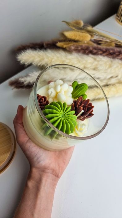 Świeca sojowa duża ogród sukulenty