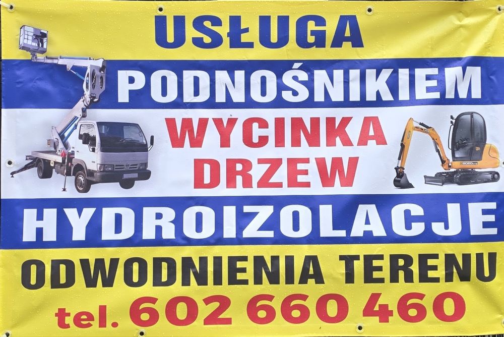 Podnośnik koszowy 24h, wycinka drzew, koparko ładowarka, mini koparka