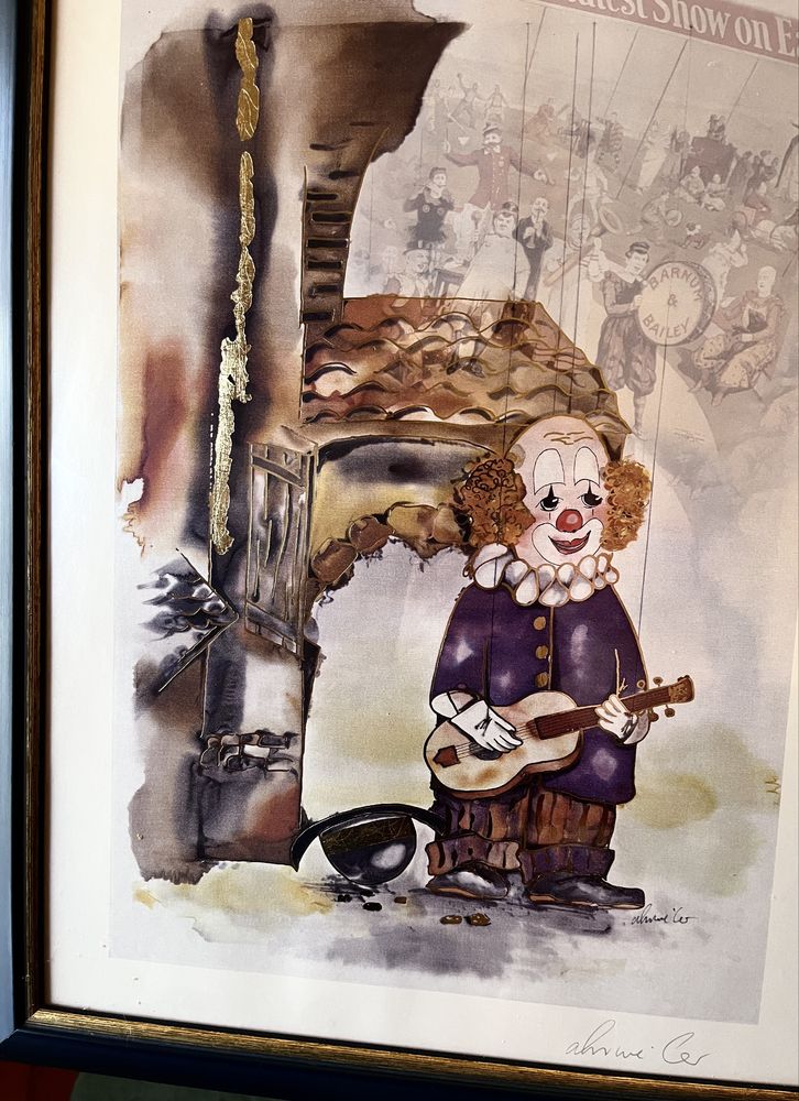 Piękna złocona grafika „Klaun” - A. Ahrweiler - galeria