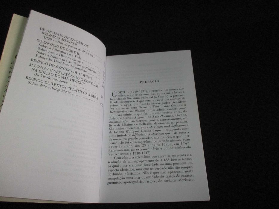 Livro Goethe Máximas e Reflexões