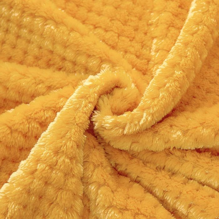 MIULEE Flanelowy koc wzór 127x153 miękki, ciepły złoty orange
