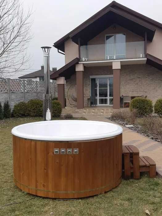 Вуличне джакузі . Купіль на дровах.  Карпатський чан від виробника.