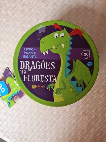 Puzzle e livro Educare dragões em bom estado