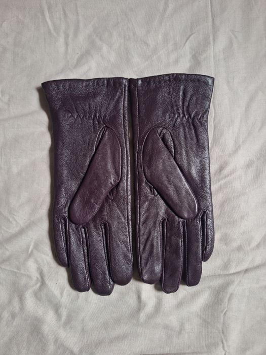 Fioletowe skórzane rękawiczki rozmiar 20  L