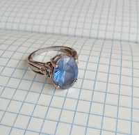 Серебряное кольцо с натуральным камнем сапфир, перстень Серебро 925