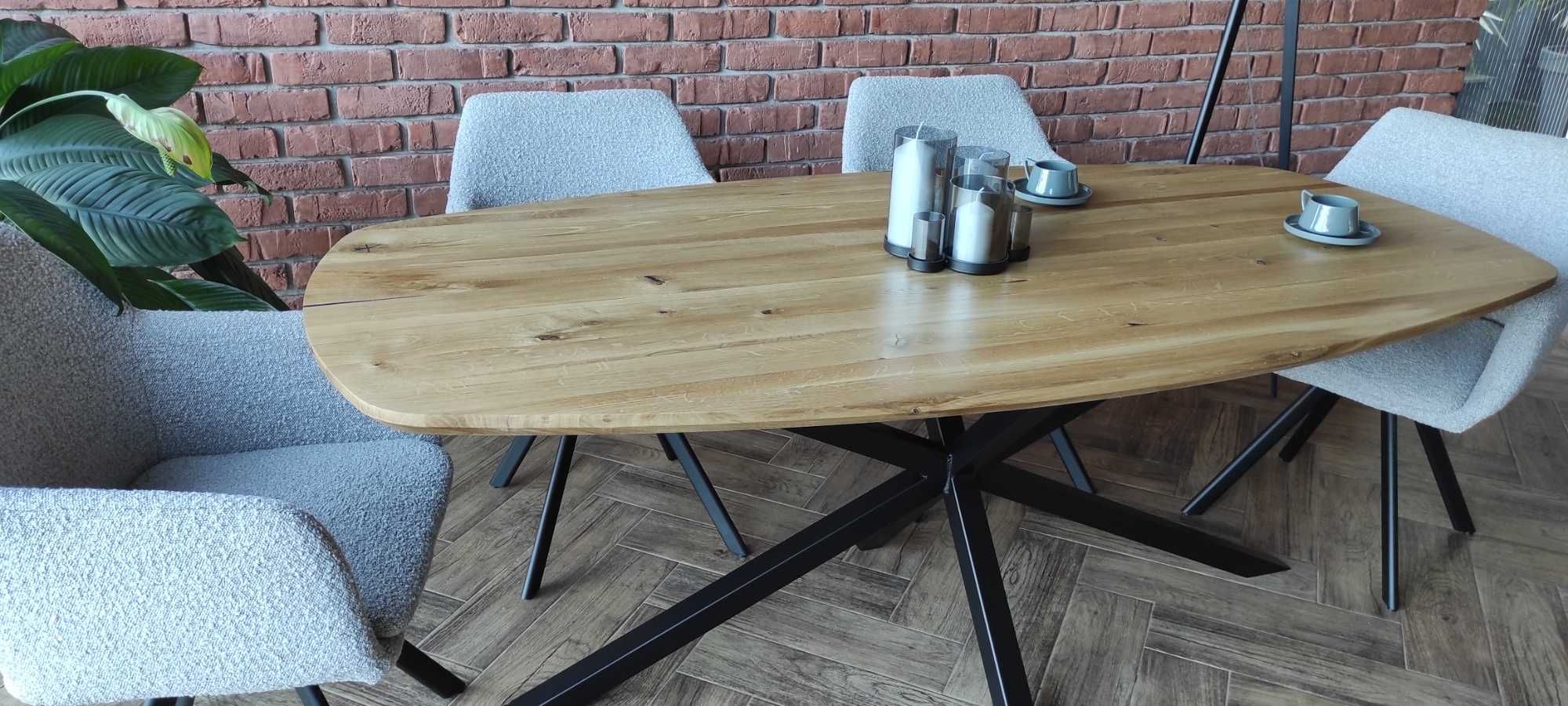 stół dębowy owalny 200x100 unikatowa krawędź nowość producent